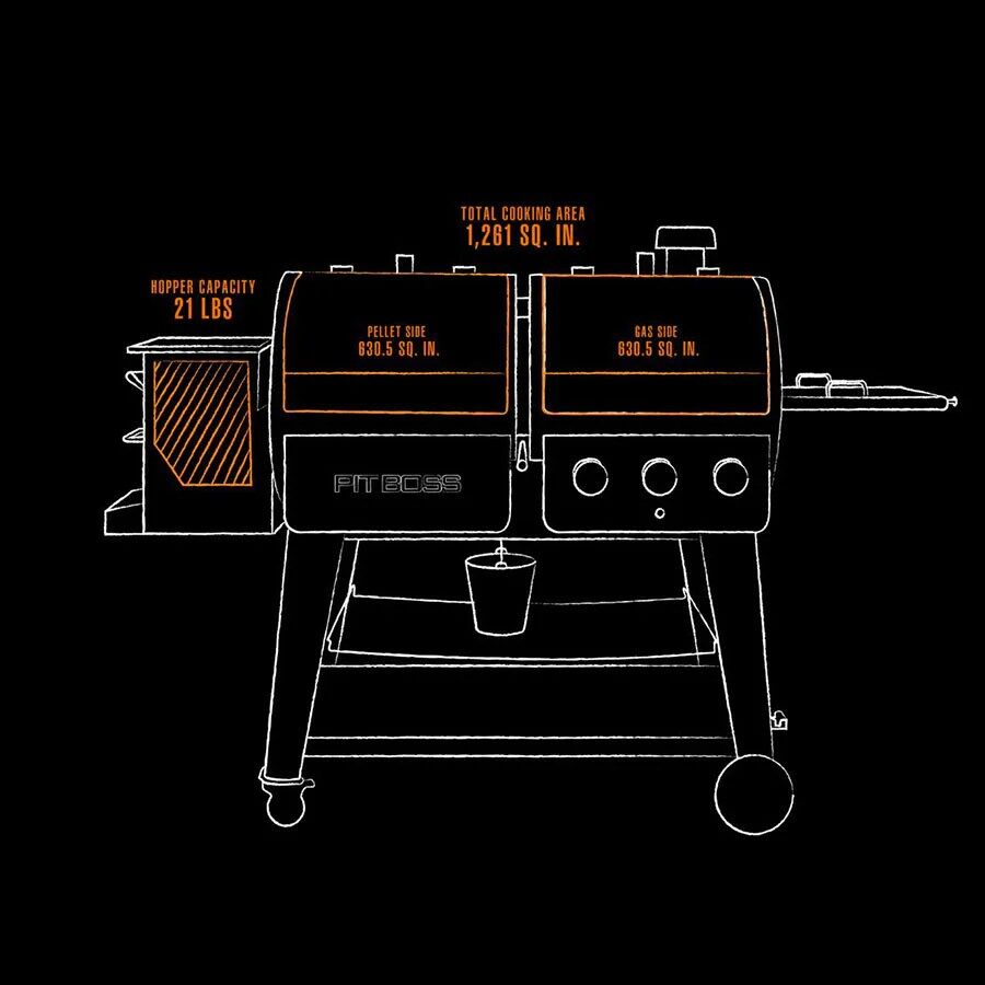 PIT BOSS SPORTSMAN 1230 PELLET/GAS COMBO GRILL - Image 3