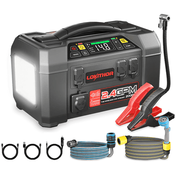 LOKITHOR AW401 Jump Starter with Pressure Washer Air Compressor 2500Amp