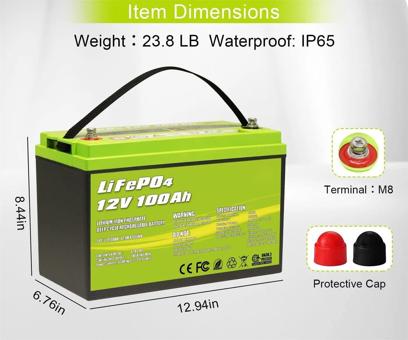 ACOPOWER 12V 100Ah LiFePO4 Deep Cycle Lithium Battery - Image 2