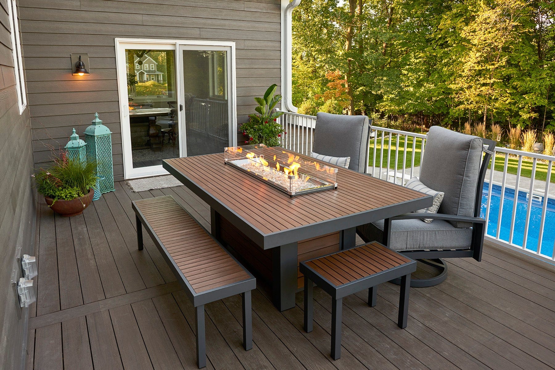 The Outdoor GreatRoom Kenwood Linear Gas Fire Pit Dining Table / KW-1242-K - Image 2