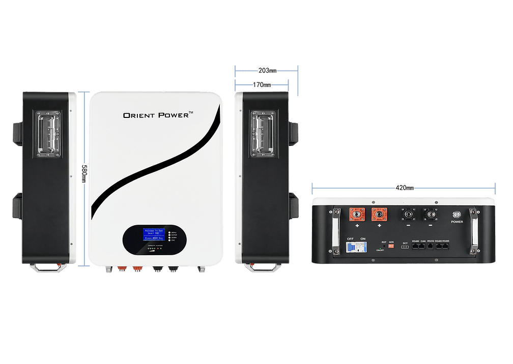 Orient Power Solar 48V 100Ah 5.12Kwh Powerwall LiFePO4 Wall Mounted Battery