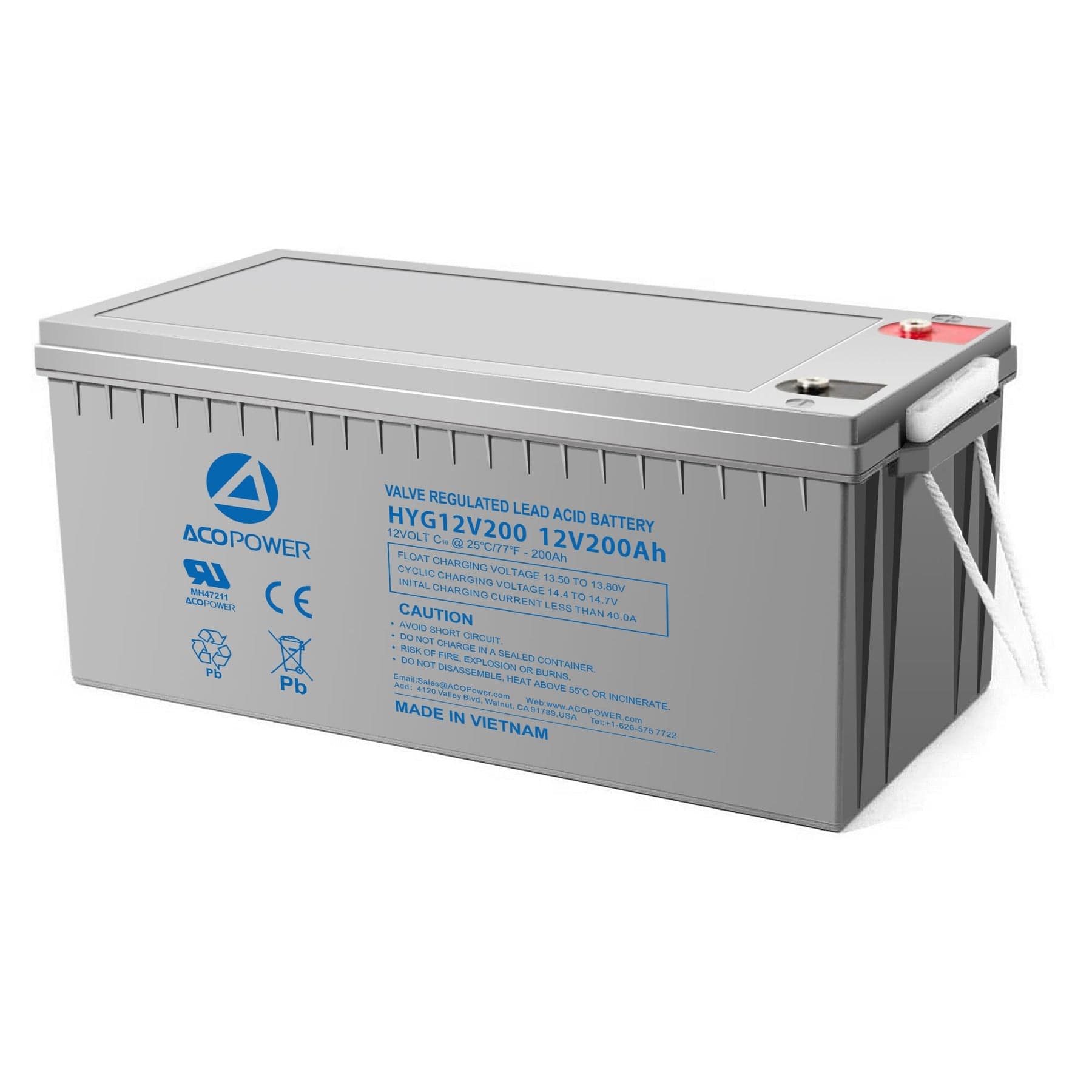 Acopower HYG12-200Ah 12V/200Ah Rechargeable Gel Deep Cycle Battery