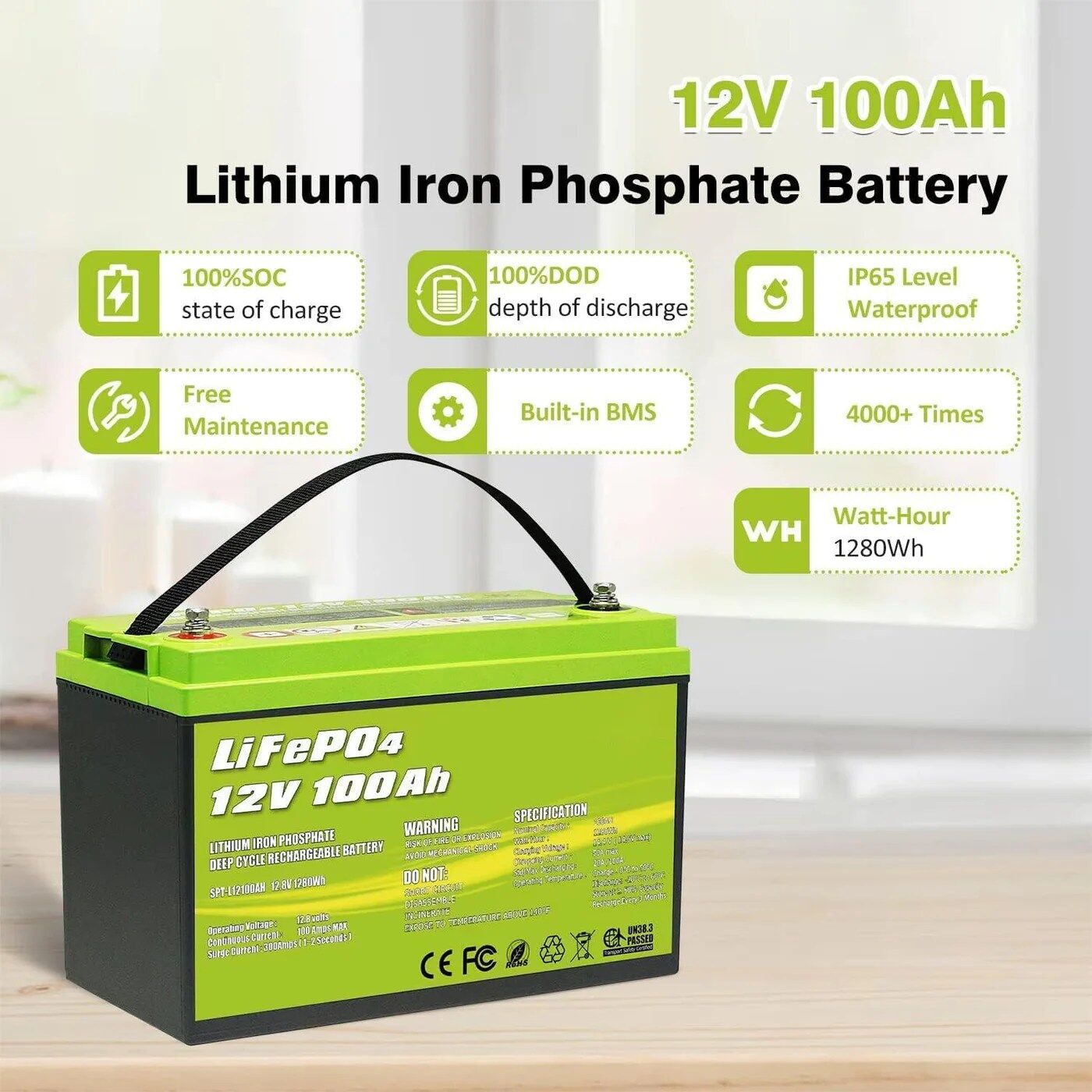 ACOPOWER 12V 100Ah LiFePO4 Deep Cycle Lithium Battery - Image 4