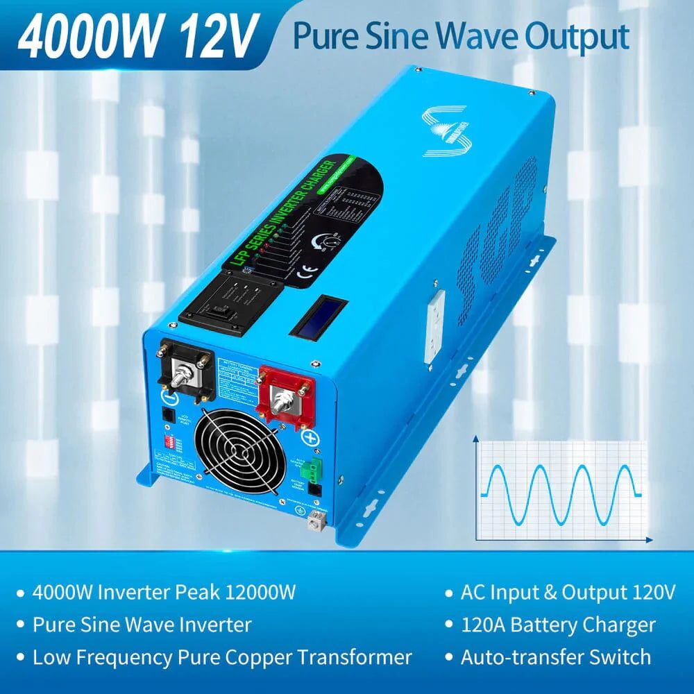 SunGoldPower 4000W DC 12V Pure Sine Wave Inverter with Charger - Image 2