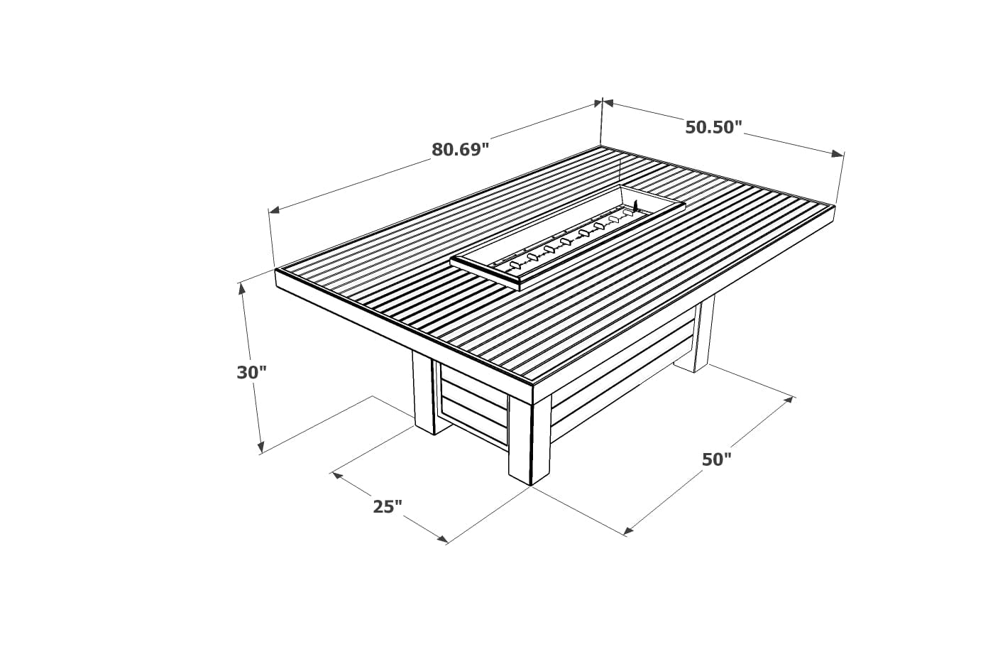 The Outdoor GreatRoom Kenwood Linear Gas Fire Pit Dining Table / KW-1242-K - Image 9