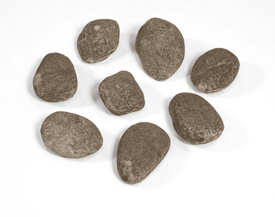 Modern Flames Sophisticated Ambiance - Grey 16 Piece Fire Ceramic River Stone Set (2" - 3" Length)